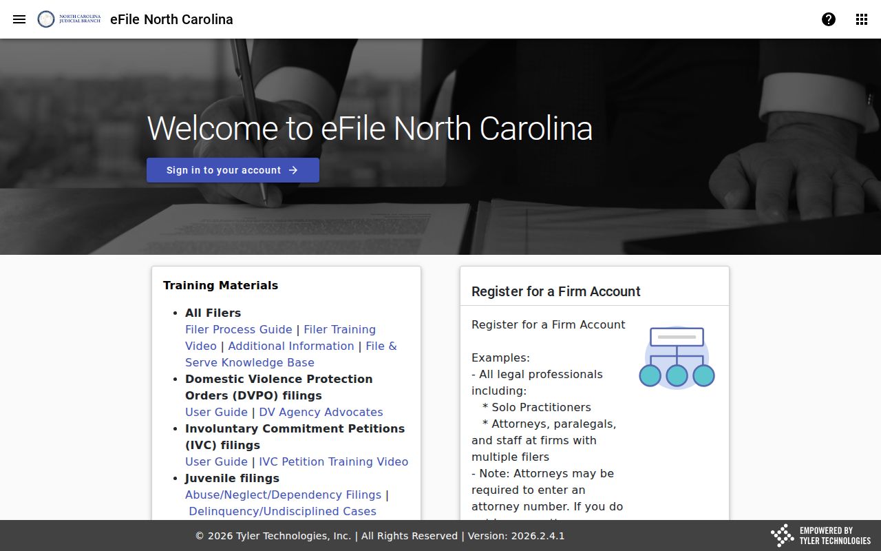 Currituck case search File and Serve electronic filing interface