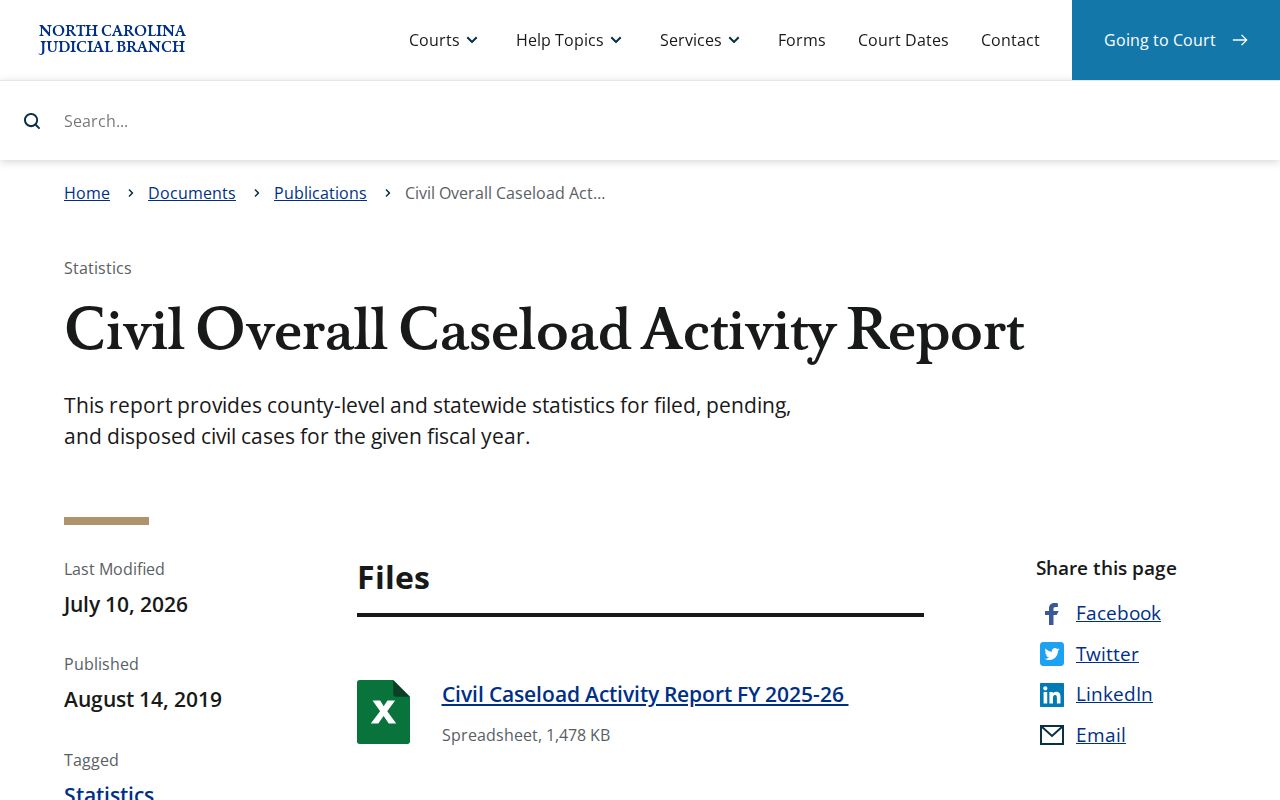 Currituck civil docket civil overall caseload report page