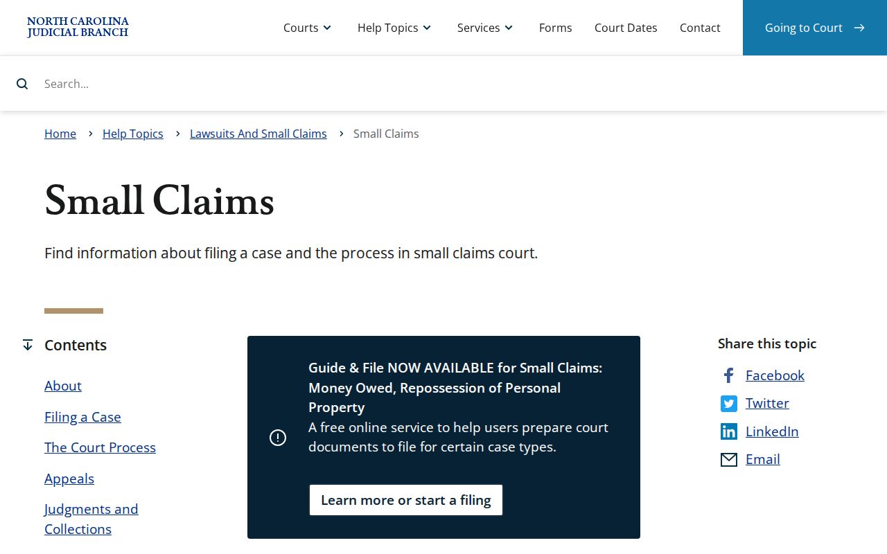 Currituck civil docket small claims court information