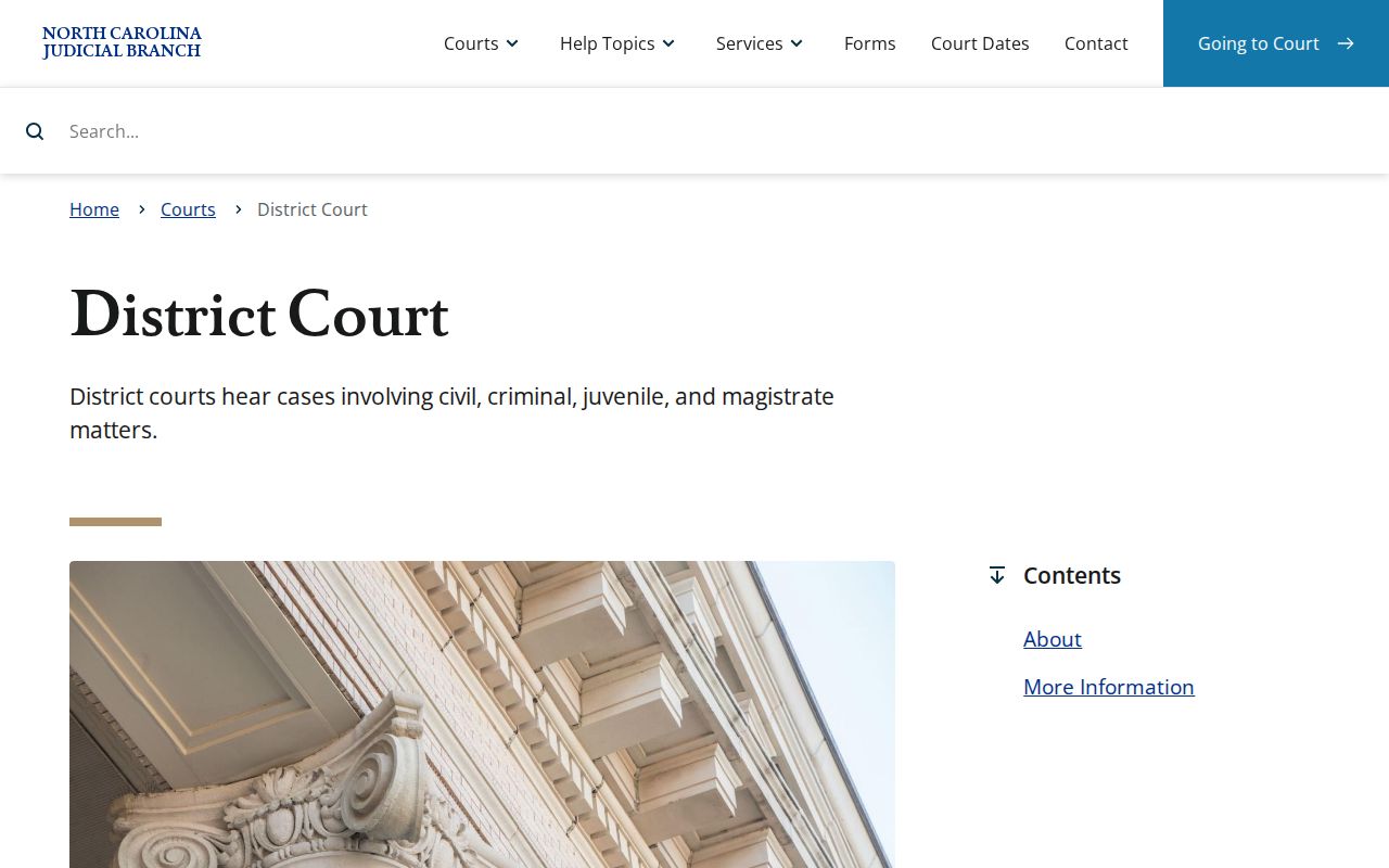 Currituck criminal docket District Court jurisdiction information