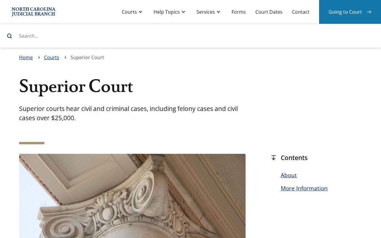 Currituck criminal docket Superior Court jurisdiction information