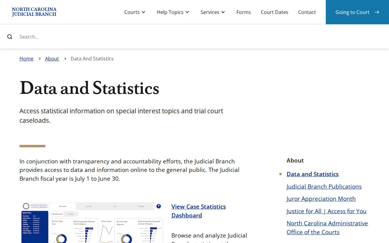 Currituck County court docket statistics source