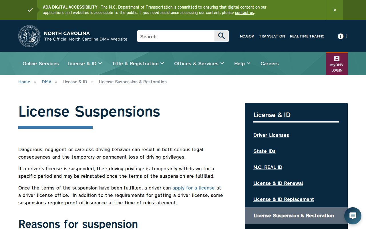 Currituck traffic court records failure-to-appear suspension guidance